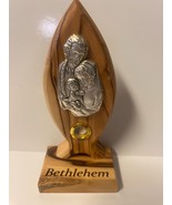 Holy Family Pewter Image set on Wood, Medium, New from Bethlehem - £10.89 GBP
