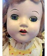 Vintage 19&quot; Hard Plastic Doll with Teeth Open Close Eye&#39;s 1950s Dress - £38.03 GBP