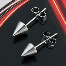 Free shipping 3  Pair Stainless Steel Goth Punk Spike Stud Earrings 0.24&quot; - £12.16 GBP