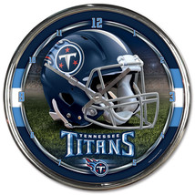 Tennessee Titans Clock Round Wall Style Chrome - $80.99