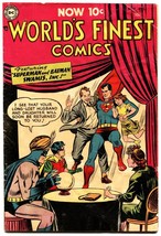 WORLD&#39;S FINEST #73 1954-Superman Batman-Green Arrow Golden age DC comic - $357.69