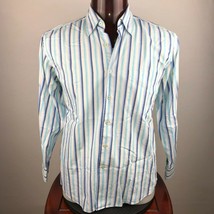 Alan Flusser Casual Dress Shirt M Blue/White Striped - £19.46 GBP