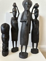 Vintage Hand Carved Ebony African Figures - Lot Of 4 - £102.62 GBP