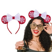 Christmas Bow Headbands Xmas Hair Accessories Festival Party Sequins Hair Hoop f - £19.27 GBP