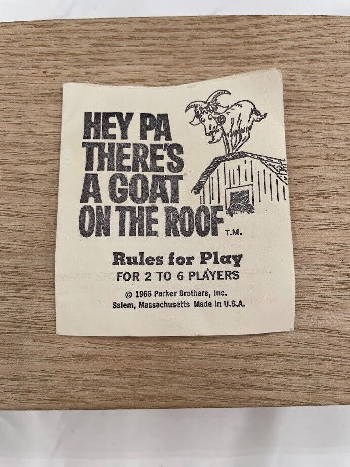 Primary image for 1966 Parker Brothers Hey Pa! There's a Goat on the Roof Replacement Instructions