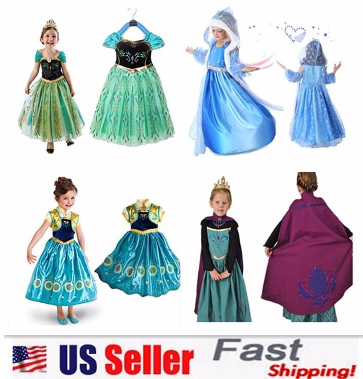 Primary image for Princess Elsa Anna Role Cosplay Dress up Costume Dress for Girls Toddler 2-10 Y