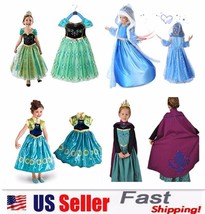 Princess Elsa Anna Role Cosplay Dress up Costume Dress for Girls Toddler 2-10 Y - £8.68 GBP+