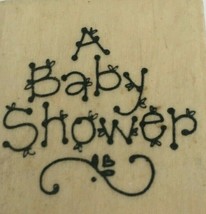 Hook&#39;s Lines &amp; Inkers Rubber Stamp A Baby Shower Invitation Card Making Craft - £3.20 GBP
