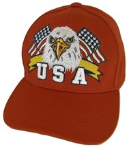 USA Men&#39;s Patriotic Eagle Head Adjustable Baseball Cap (Red) - £12.63 GBP