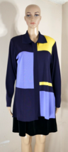 Misook Navy Colorblock Open Knit Cardigan Jacket Womens Size Small - £27.17 GBP