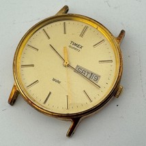 Vintage Timex Quartz Watch Men Gold Tone Water Resistant ~ For Parts Repair - $21.84