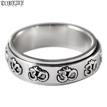 Handmade 925 Silver Tibetan Ring Sterling Tibetan OM Turning Ring Buddhist Good  - £38.15 GBP