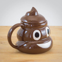 Funny Poop Emoji Mug with Handgrip &amp; Swirly Lid - £26.60 GBP