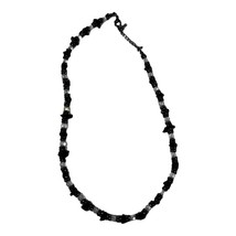 Vintage Estate Costume Jewelry Hematite And Clear Beads Necklace 18&quot; - $12.19
