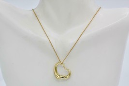 Tiffany & Co. Elsa Peretti 22mm Open Heart Pendant 18K Yellow Gold Necklace VTG - $1,702.75