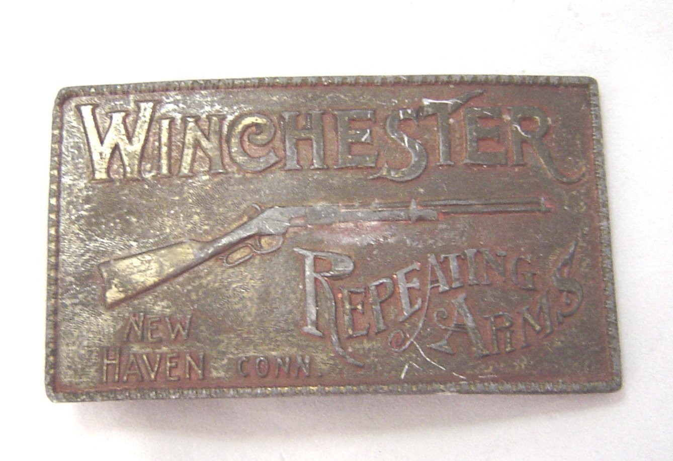  Winchester Repeating Arms Gun Shotgun Western 80s Vintage Belt Buckle - $12.99