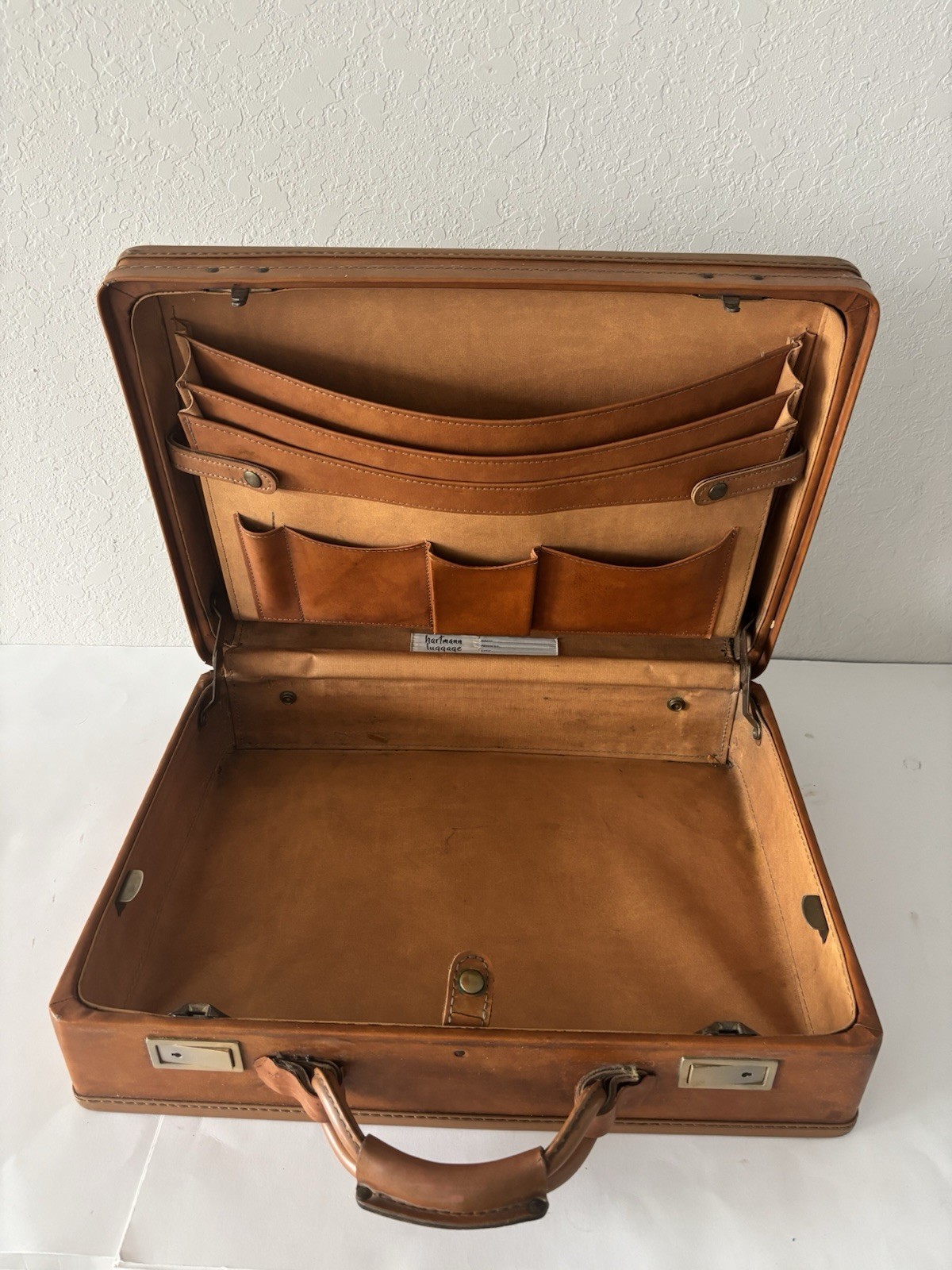 Hartmann Vintage Leather Suitcase Luggage Case - 18” x 13” x 5” - $99.99