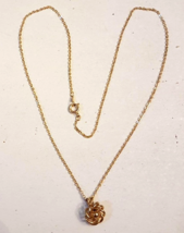 Swirl Knot Pendant on 18&quot; Gold Plated Princess length NECKLACE VTG sprin... - £15.52 GBP