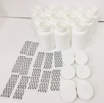 Plastic Bottles Set of 12 HDPE 300cc pill packer bottle. With caps and s... - $22.76