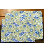 Handmade Paisley Placemats Set of 4 Green Blue Spring Fun - £15.02 GBP