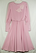 VTG Ursula of Switzerland Pink Floral Cocktail Dress Size 9/10 - £23.59 GBP