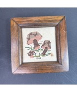 Vintage 1985 Framed Mushroom Cross Stitch Wall Art 5.5”x5.5” Rustic Decor - €25,72 EUR