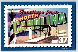 Greetings From North Carolina Large Letter Chrome Postcard USPS 2001 Lig... - $12.11