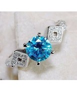 Solitaire Engagement Ring 1.50Ct Round Simulated Blue Topaz 925 Sterling... - €110,99 EUR