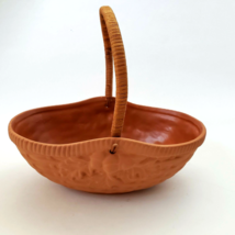 Clay Terracotta/Earthenware Pottery Basket-Woven Handle-Teleflora Portugal 9&quot; - £11.79 GBP