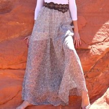 Hollister Paisley Sheer Maxi Skirt S NEW Boho Gray Pink Flowy Hippie Bohemian - $24.74