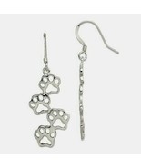 Paw Prints Hook Dangle Earrings REAL Solid .925 STERLING SILVER - $61.75 CAD