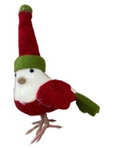 Gallarie II Felted Santa Christmas Bird  Ornament Red White Green 6 inch - £9.60 GBP