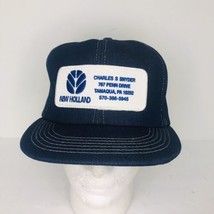 Vintage K Products New Holland Farm Equipment SnapBack Blue Denim Hat Cap - £19.53 GBP