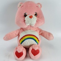 Care Bears Cheer Bear Plush Rainbow Pink Embroidered Stuffed Animal 2002 10 inch - £11.67 GBP