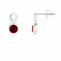 Natural Ruby Stud Earrings with Diamond for Women in 14K Gold (Grade-AAAA , 4MM) - £1,152.92 GBP