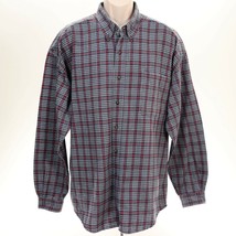 Structure Mens Plaid Flannel Shirt XL Button Front Long Sleeve Blue White Red  - £31.92 GBP