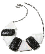 Amrita Singh Moonstone Resin Black Crystal Tracy Bib Necklace NKC 8901 NWT - £15.15 GBP