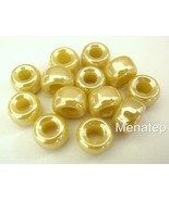 12 5 x 9mm Czech Glass Roller/Crow Beads: Yellow - Luster - €1,45 EUR