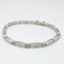 12.10 CT Round Simulated Diamond Link Tennis Bracelet in 14k White Gold Finish - £93.08 GBP