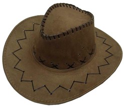 LIGHT BROWN COLOR SOFT LEATHER STYLE WESTERN COWBOY HAT cowgirl unisex H... - £9.74 GBP