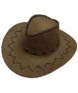 LIGHT BROWN COLOR SOFT LEATHER STYLE WESTERN COWBOY HAT cowgirl unisex H... - $236.80 MXN