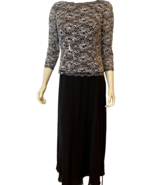 NWT Alex Evenings Black Long Sleeve Long Dress Beaded and Sequined Bodic... - $723.31 MXN