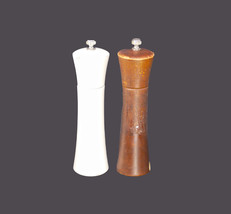 Pair of wooden salt and pepper grinders. Madame Cocos. Flaws (see below). - £50.35 GBP