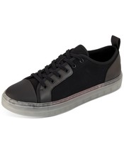 INC Men Lace Up Casual Low Top Sneakers Amir Size US 8M Black Faux Leather - £24.21 GBP