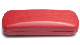NEW Clam Shell Red Wood Look Eyeglasses Glasses Hard Case w/ Cleaning Cloth C8 - £8.42 GBP