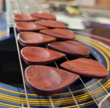 Set of 10 Exotic Padauk Wood Handcrafted Guitar picks plectrums Valentine gift - £20.78 GBP