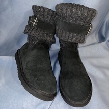 UGG Black Waterproof CAMBRIDGE Suede &amp; Knit Boot S/N 1003175, Women Size 7 - $59.00