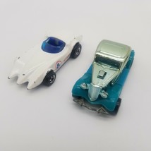 Lot of 2 1970&#39;s Hot Wheels 1979 Ford Coupe Silver Teal &amp; 1977 White Second Wind  - £15.73 GBP