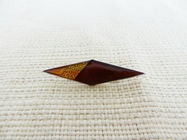 Lovely vintage puffy enamel over metal diamond shaped amber gold tone br... - $12.00