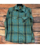 Wrangler Teal and Gold Pearl Snap Button Down Long Sleeve Western Shirt ... - $18.52